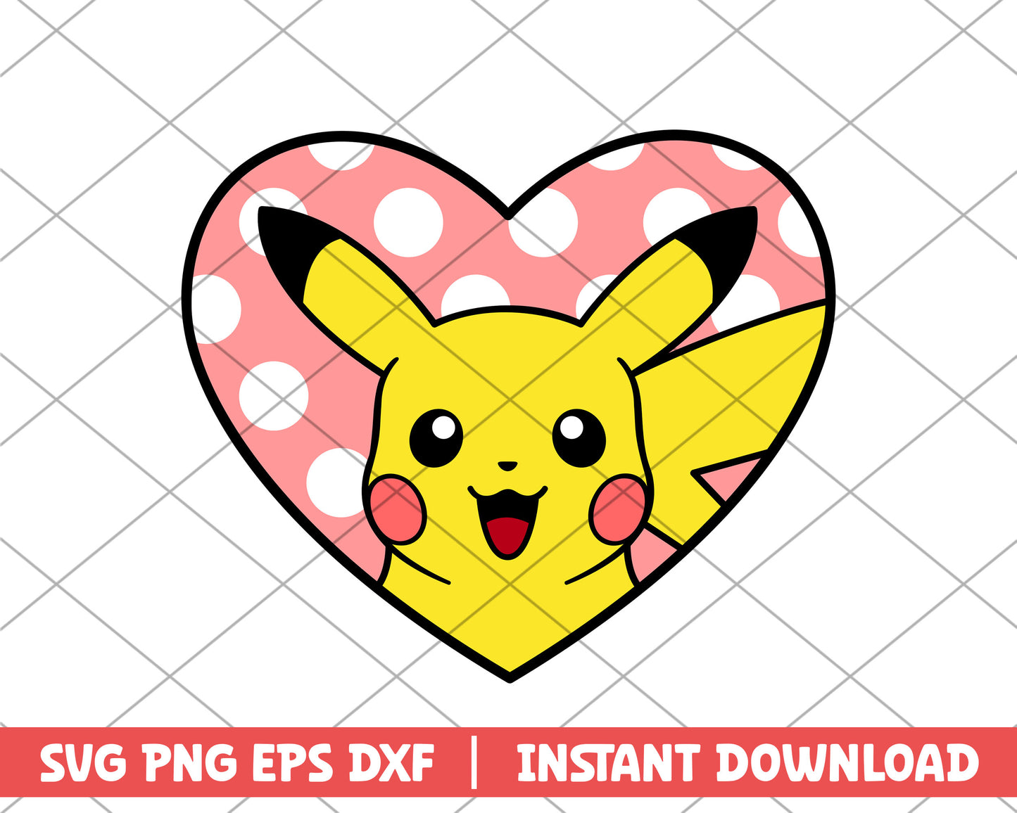 Pikachu Valentine Heart svg