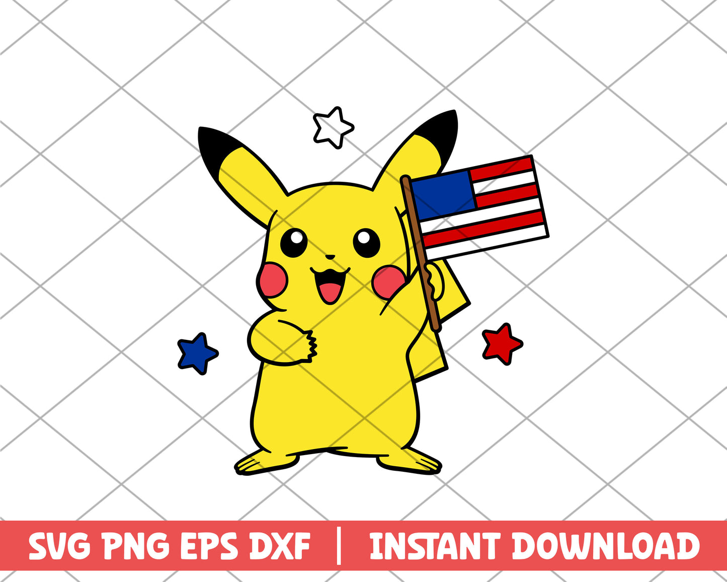 Pikachu patriotic cartoon svg