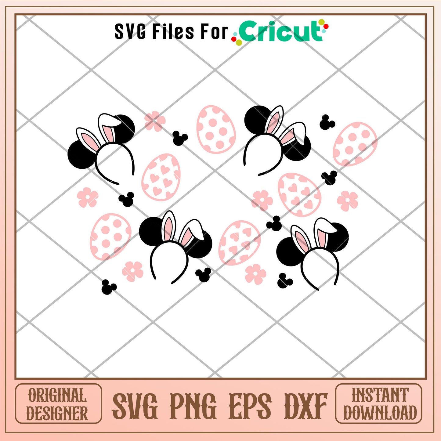 Pink Bunny Ears Full Wrap, Pink Bunny Mickey Full Wrap Svg