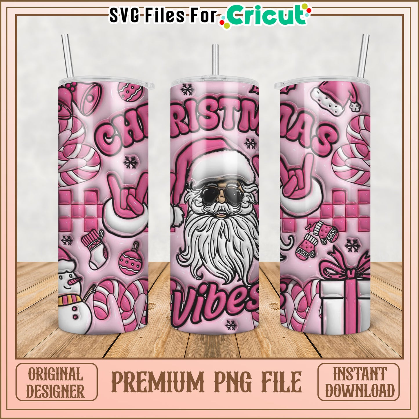 Pink Christmas Tumbler PNG