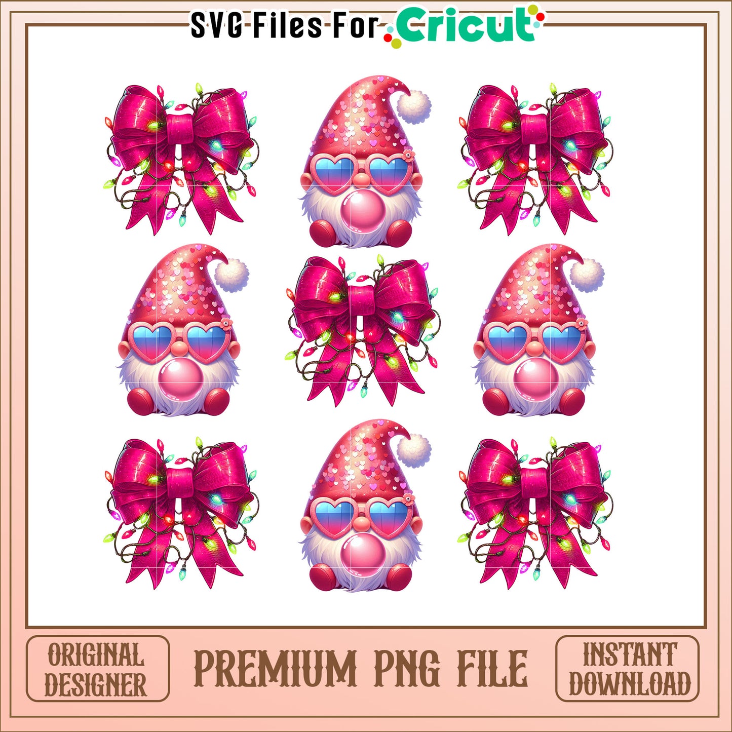 Pink Gnome Valentines Day PNG Set