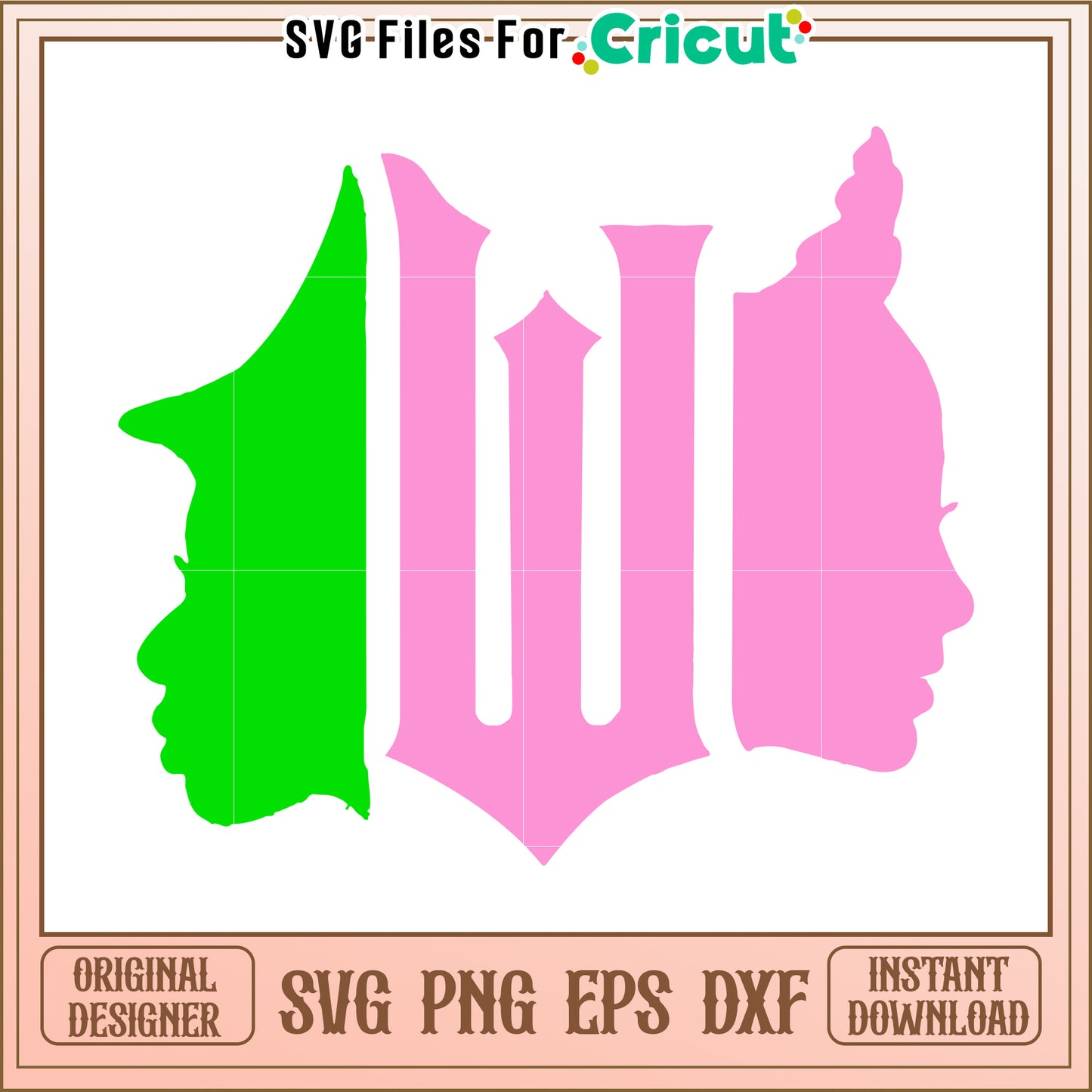 Pink Green Face Profile W Letter Logo SVG