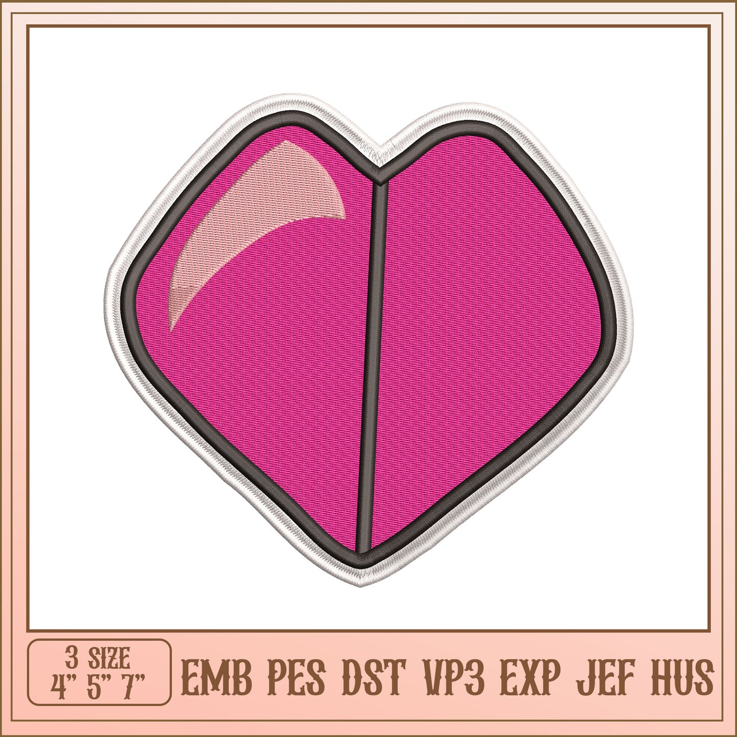 Pink Heart Embroidery Design