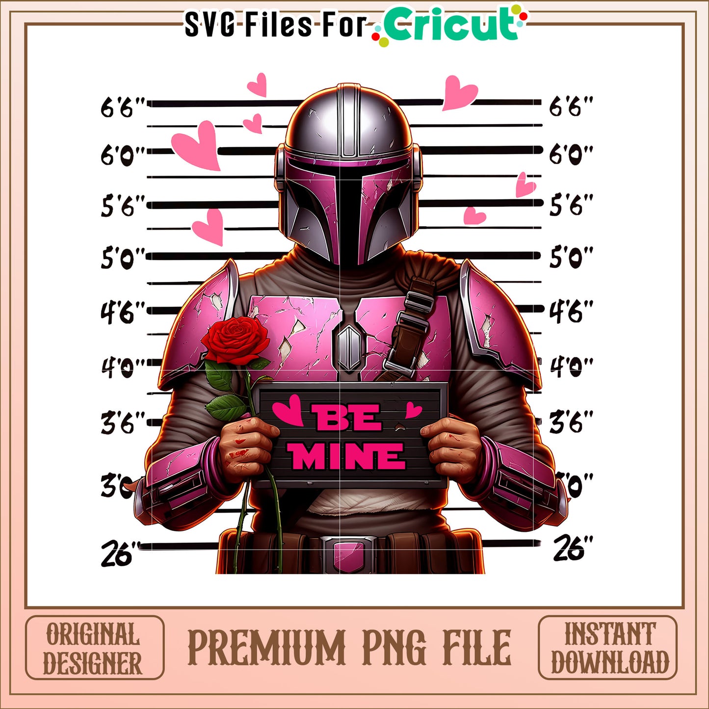 Pink Mandalorian Valentines Day PNG