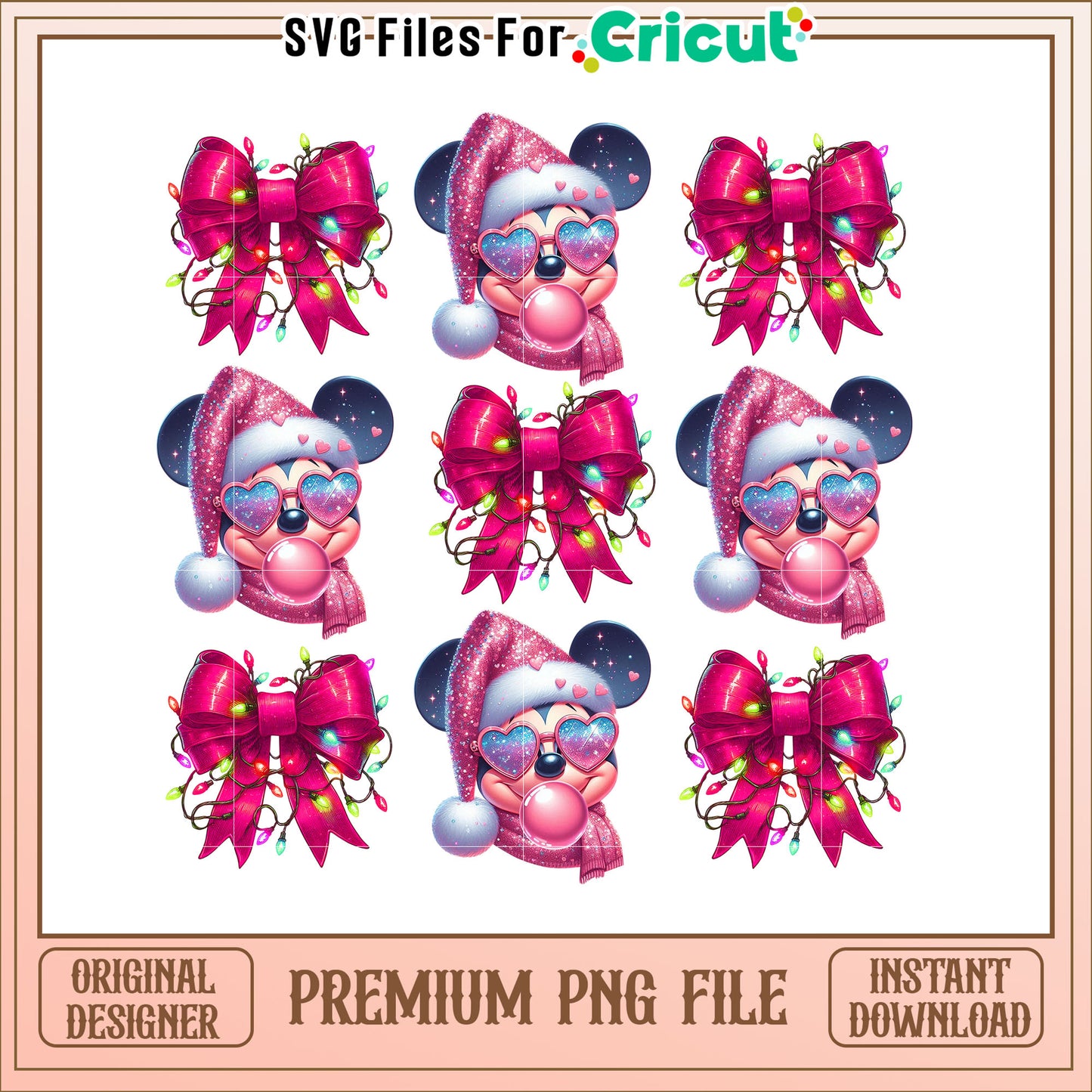 Pink Minnie Mouse Christmas Bow PNG