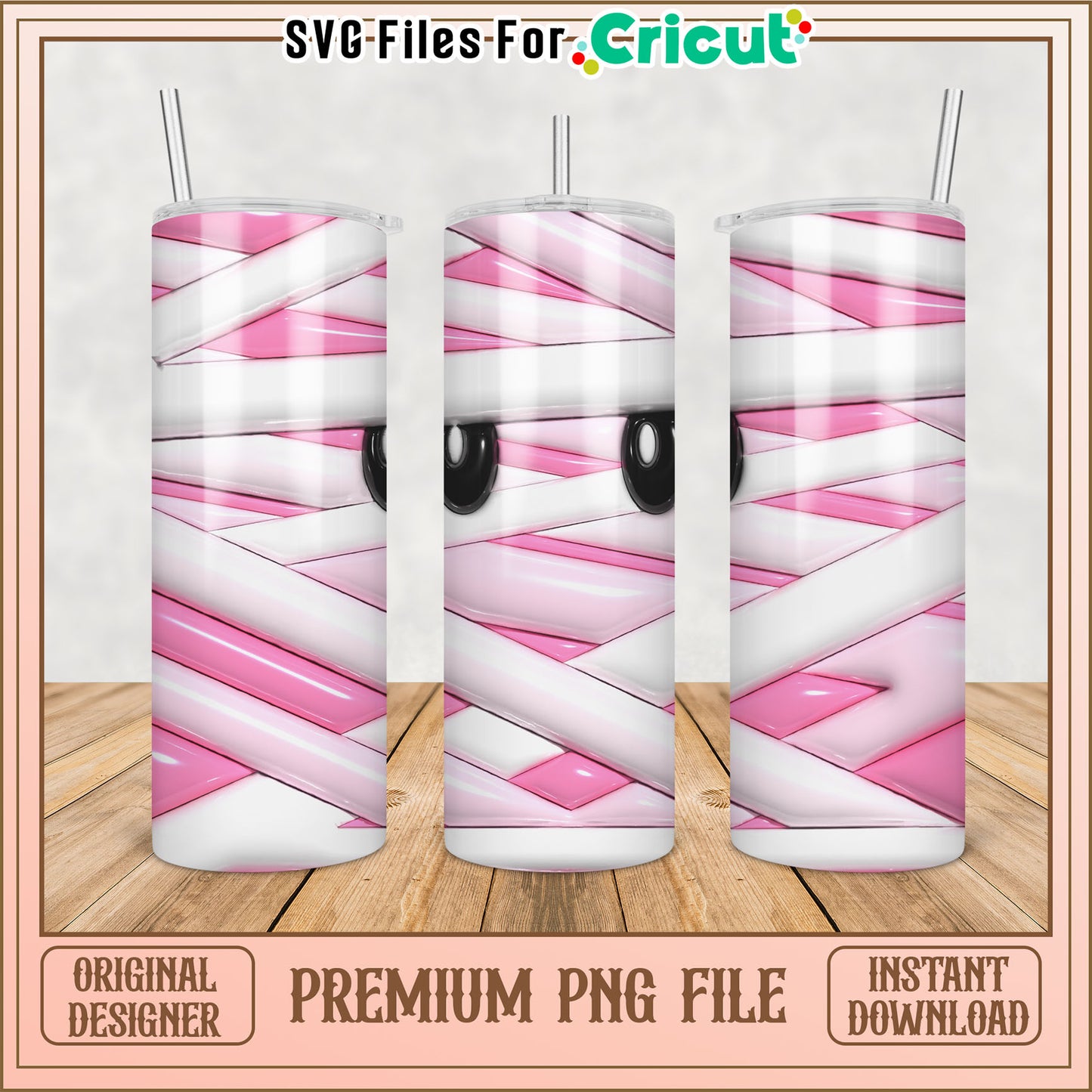 Pink Mummy Tumbler PNG Sublimation