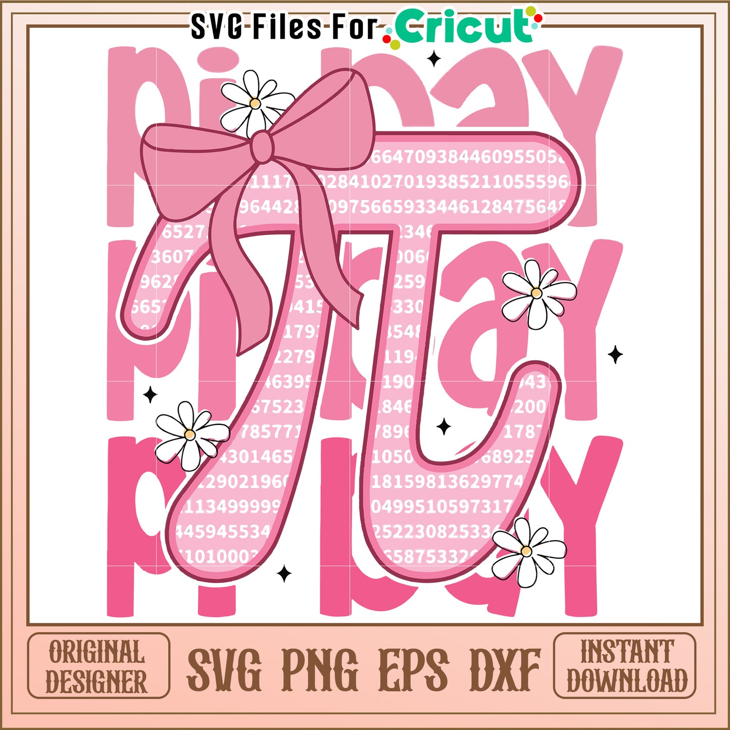 Pink Pi with Bow Design, Perfect for Math Lovers and Students