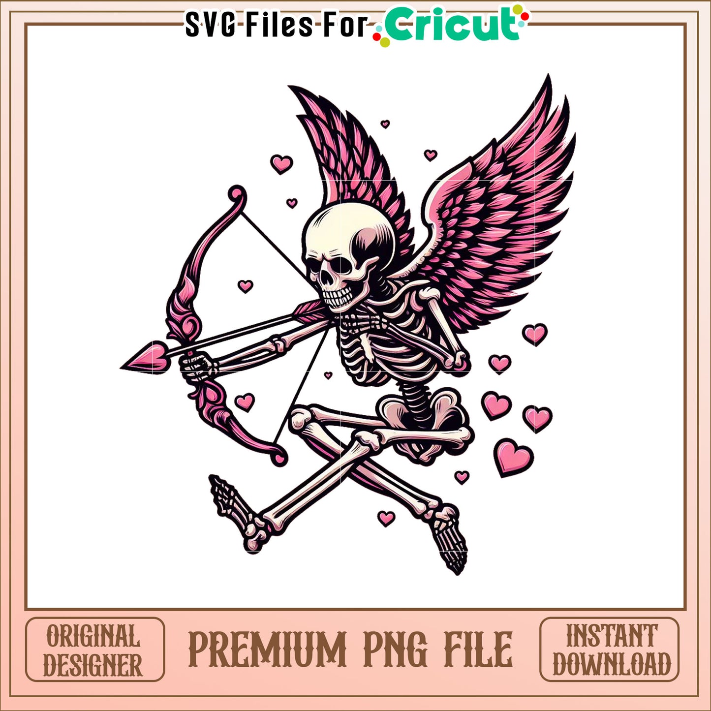 Pink Skeleton Cupid PNG Image