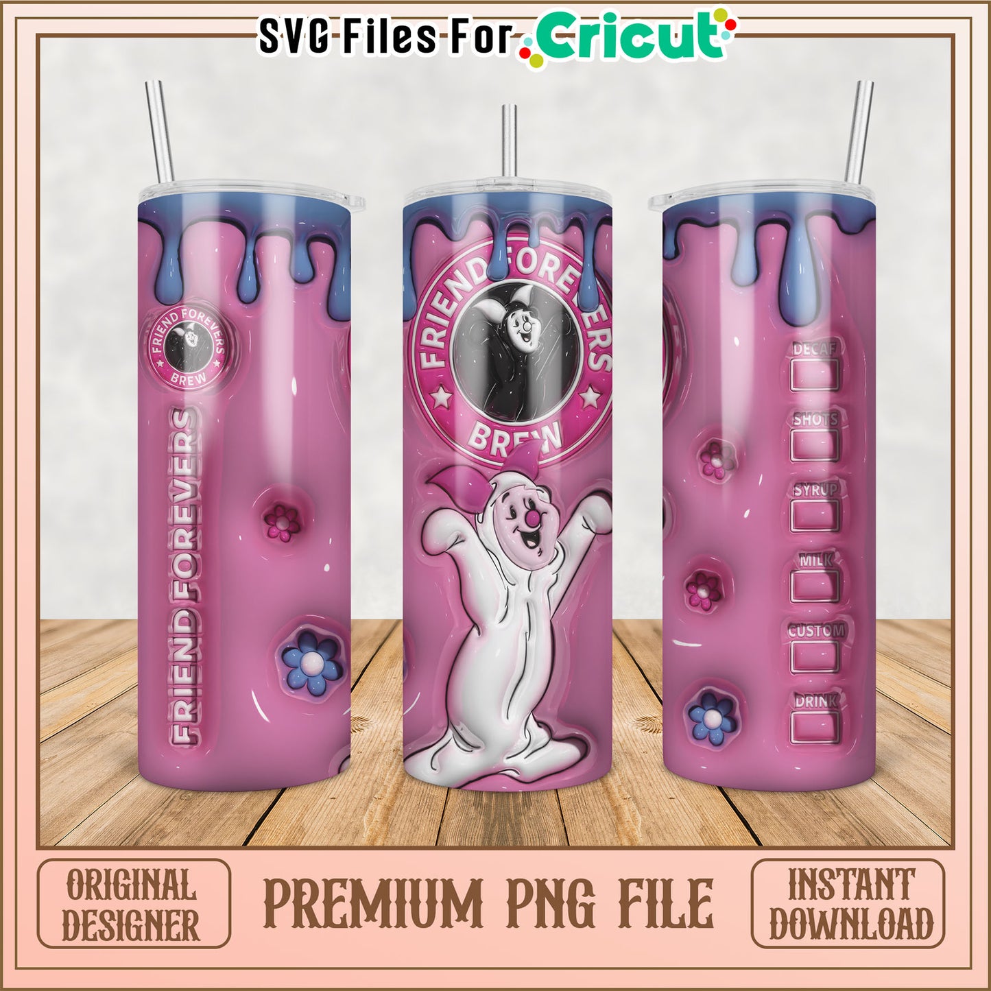 Pink Tumbler PNG Sublimation Design