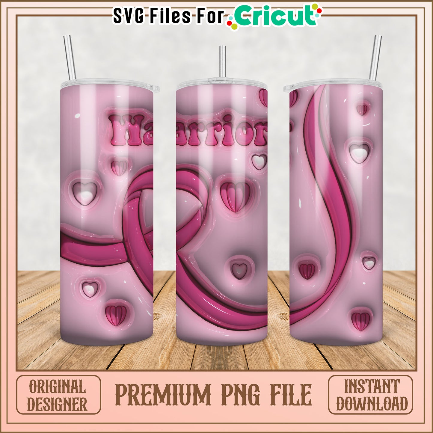 Pink Warrior Tumbler PNG Design Download