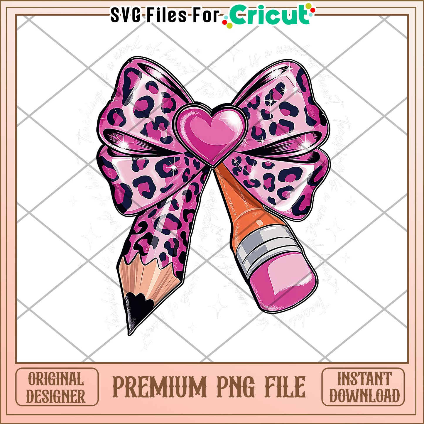 Pink bowtie and pencil png, cute design png, back to school time png