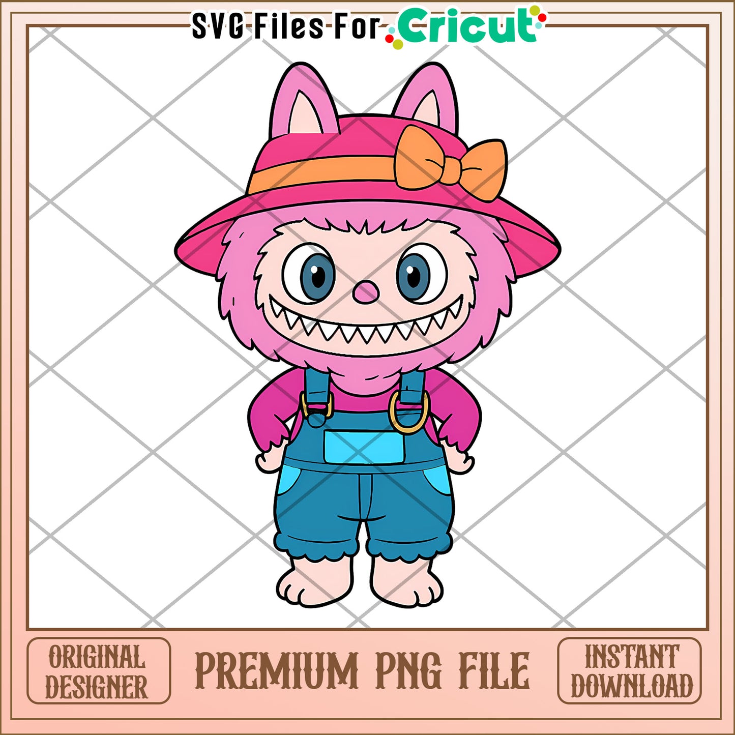 Pink labubu and pink hat design png, labubu cartoon png, labubu characters png