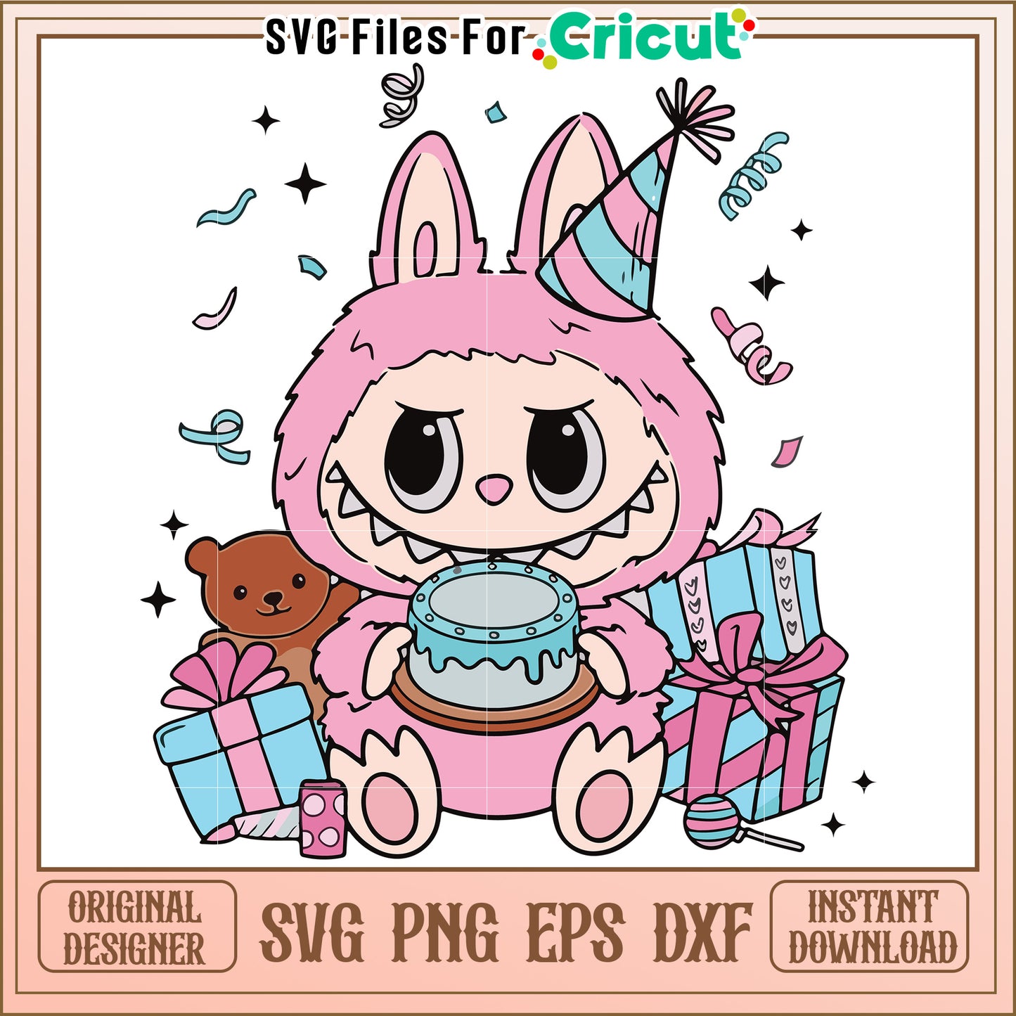 Pink labubu birthday svg, trending quotes svg, funny quotes svg