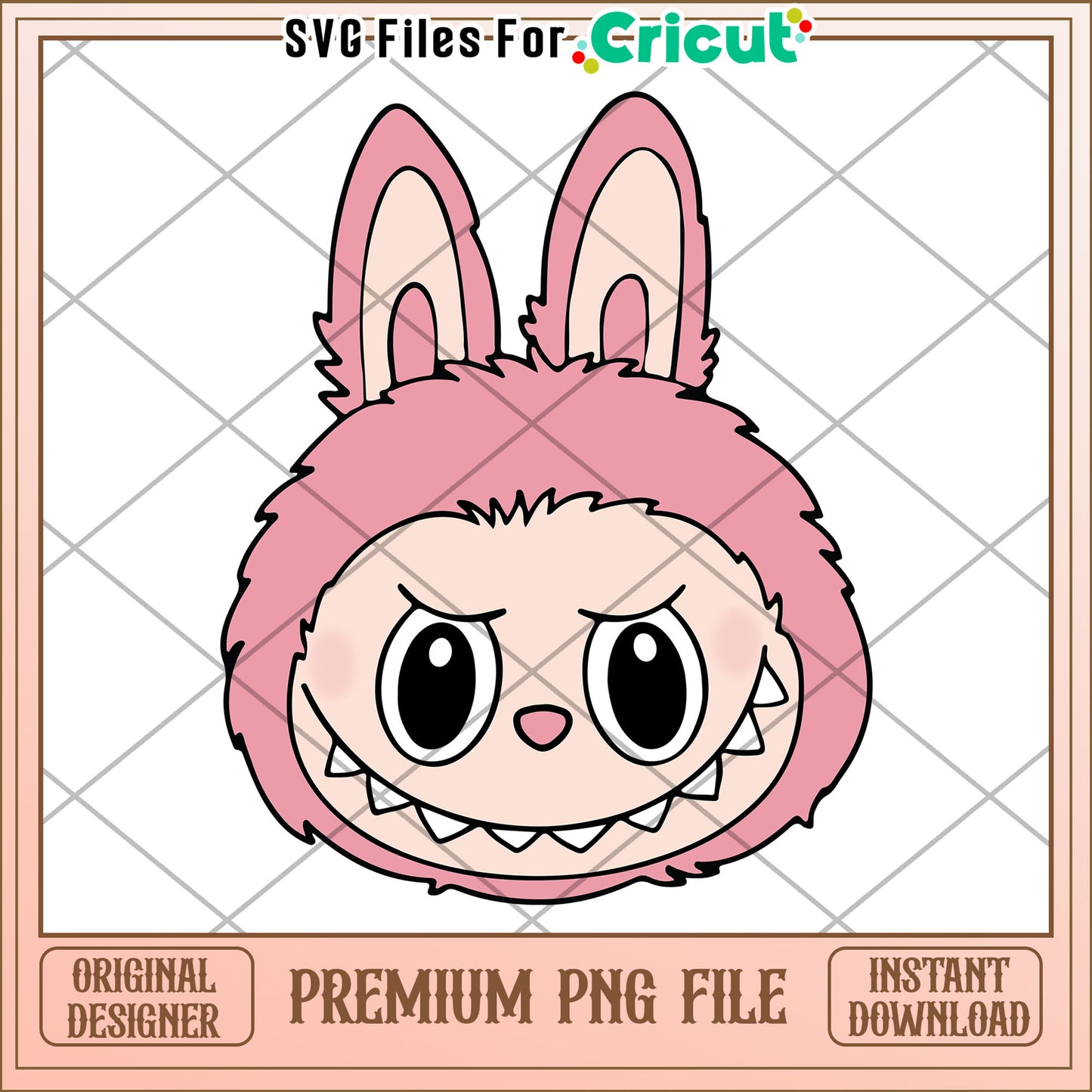Pink labubu head png, labubu png, have a seat labubu png
