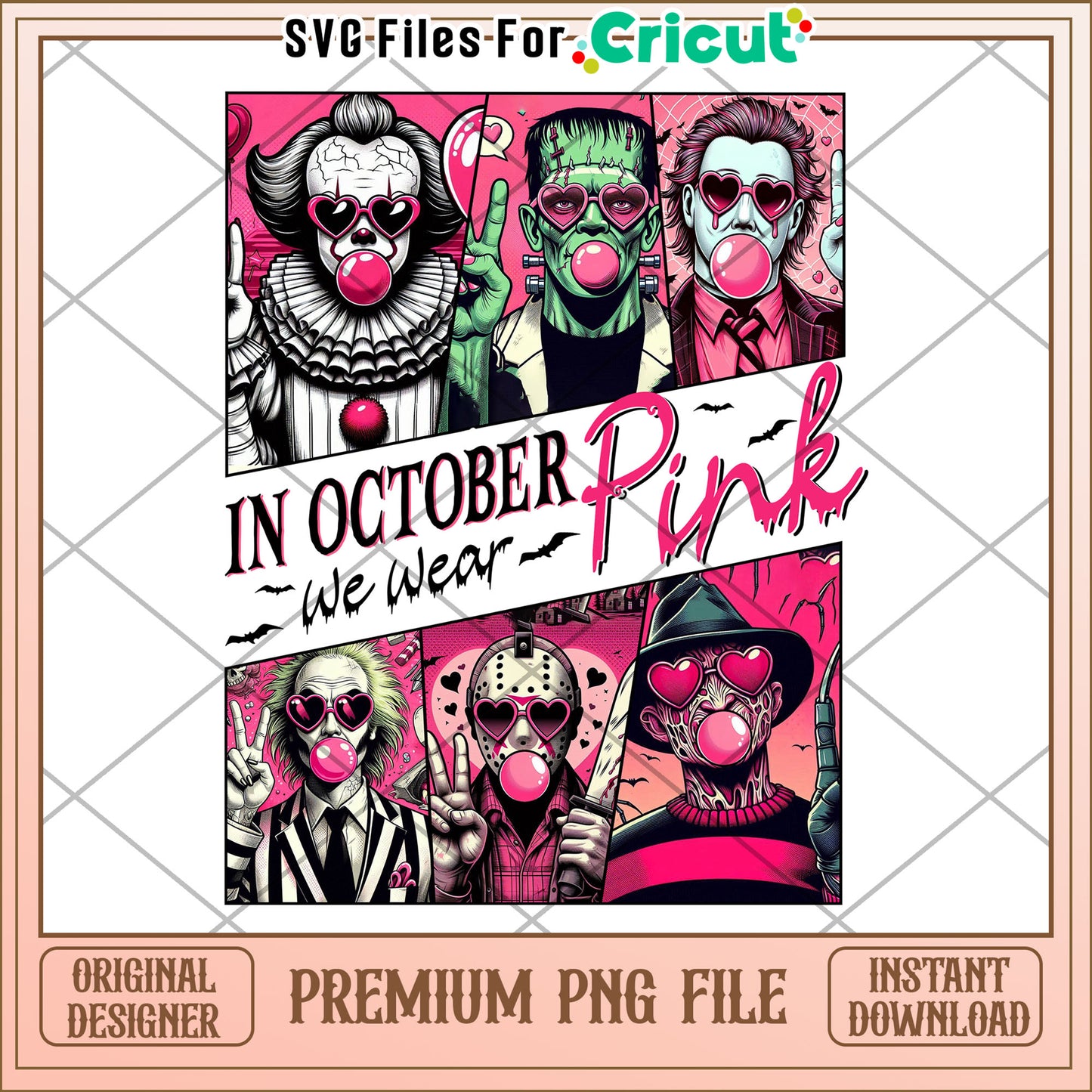 Pink october design png, halloween jokes png, halloween drawings png