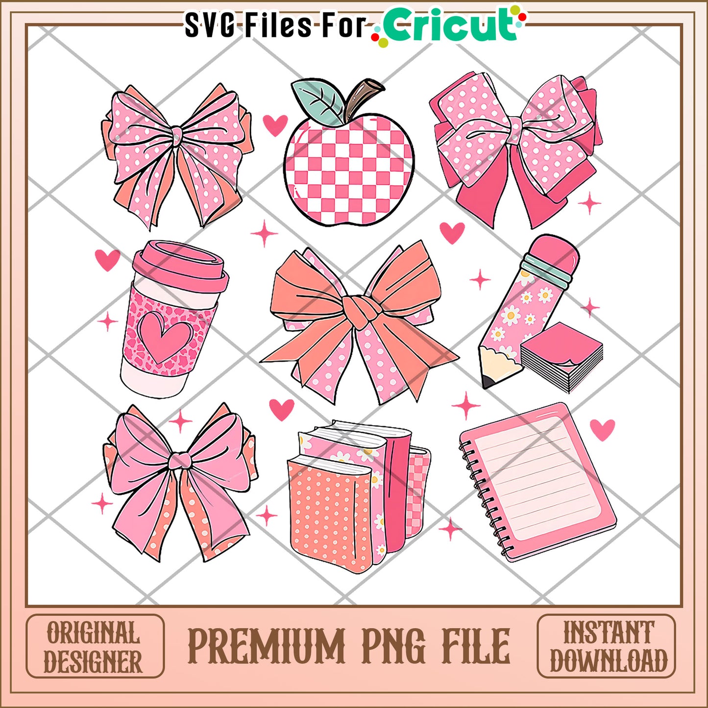 Pink school supplies png, colorful classroom tools png, educational supplies illustration png