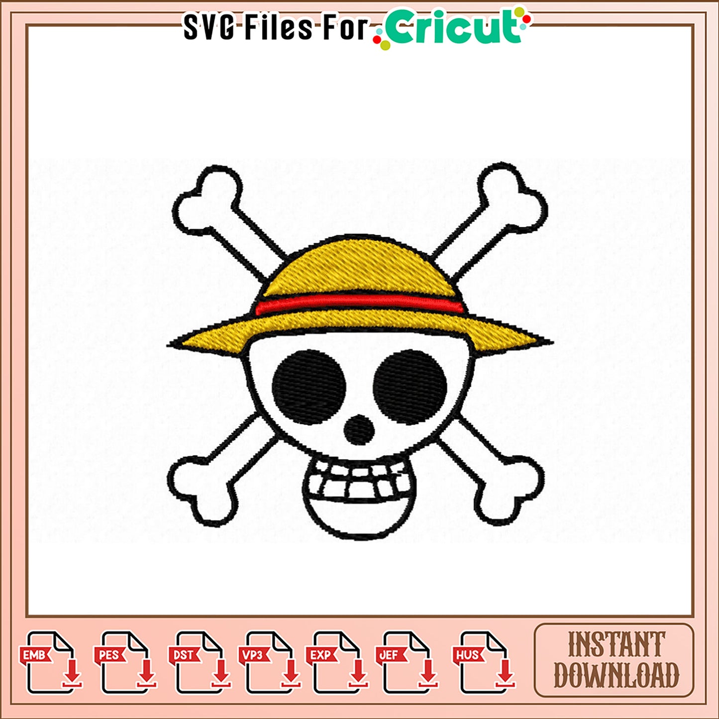 Pirate Skull and Crossbones Embroidery Design Download