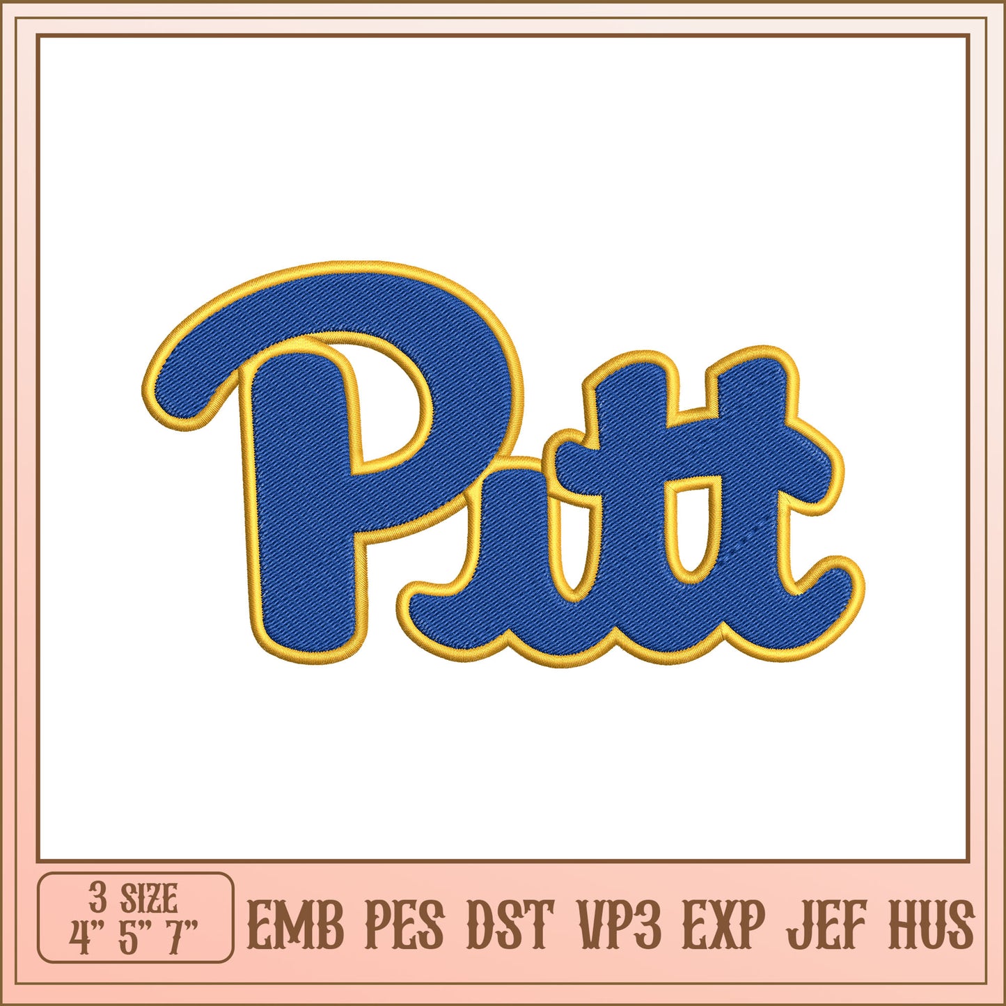 Pitt Embroidery Design - 3 Sizes