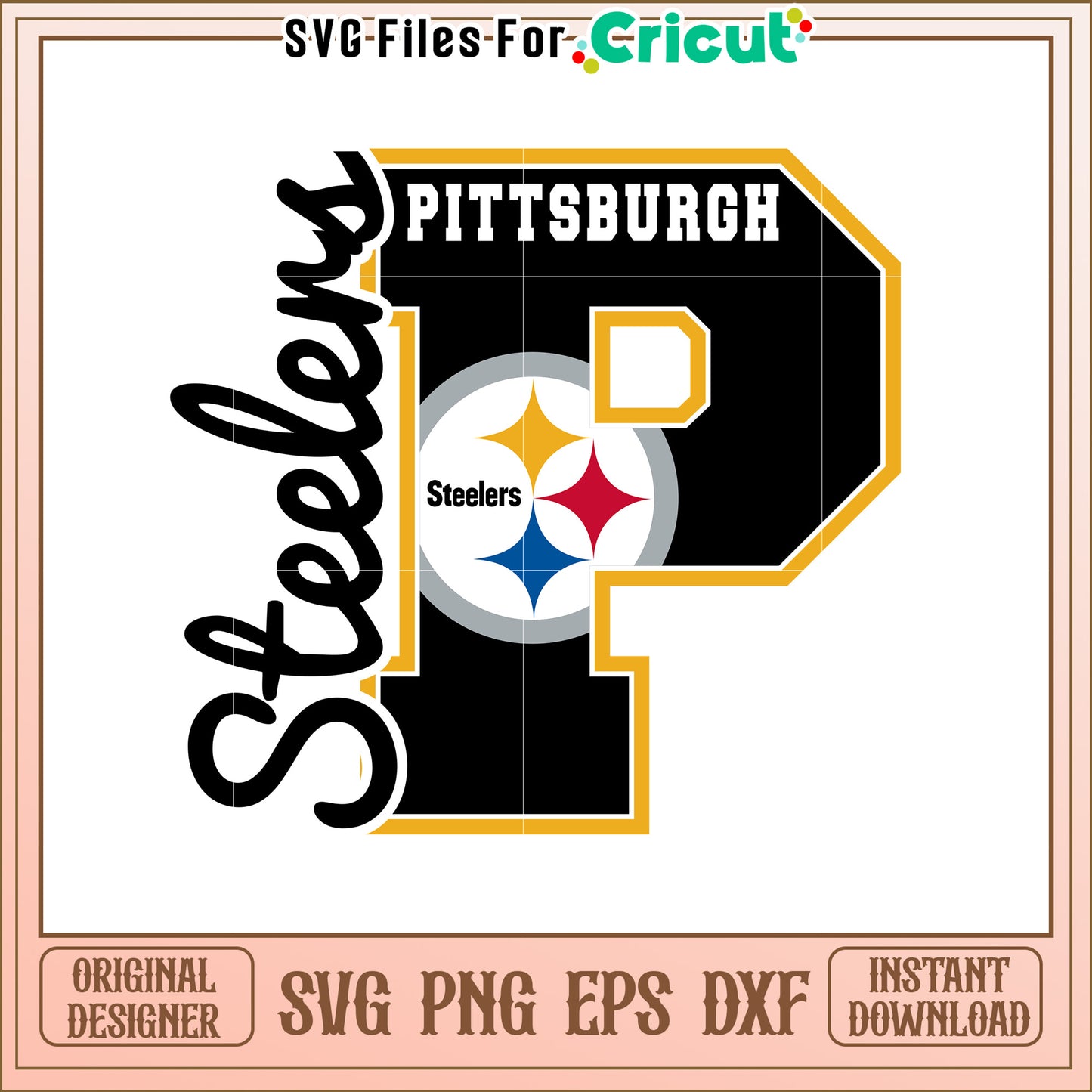 Pittsburgh Steelers P Logo SVG Design for Crafts