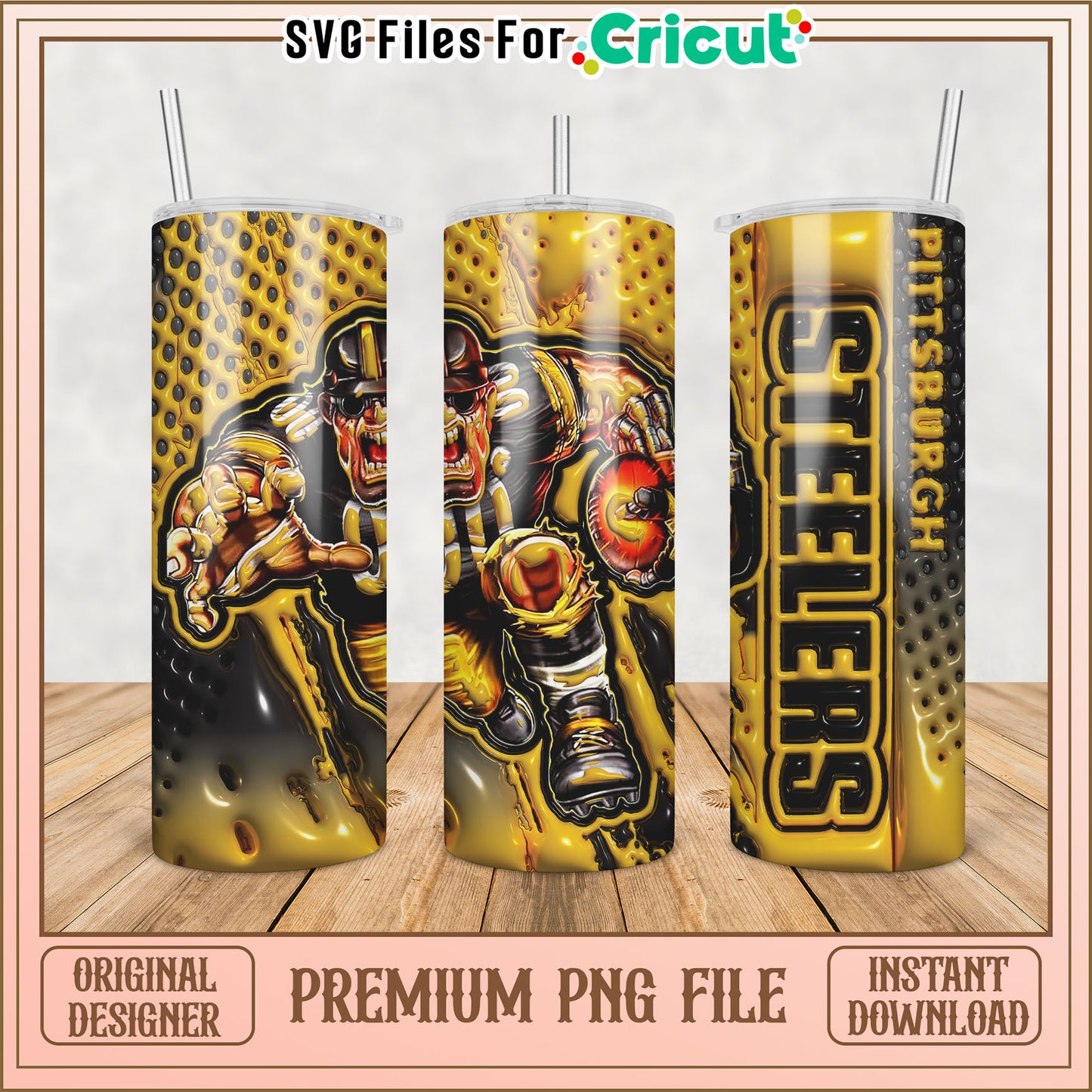 Pittsburgh Steelers Tumbler PNG Design