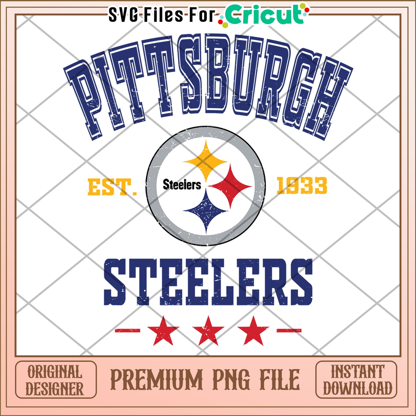 Pittsburgh Steelers vintage design file for Cricut, instant download PNG