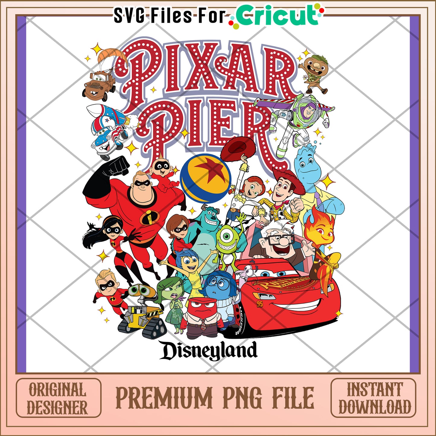 Pixar Pier Disneyland PNG Design