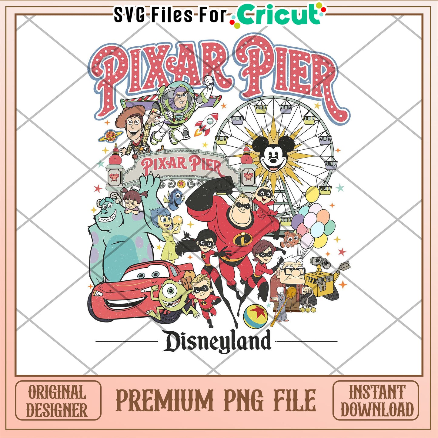 Pixar Pier Disneyland PNG Sublimation