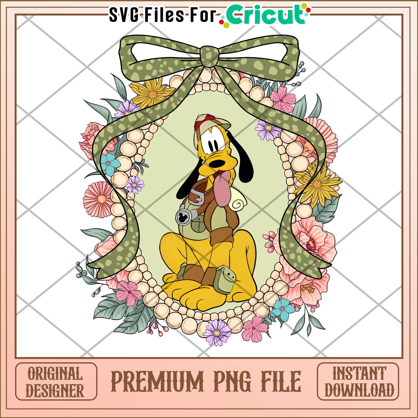 Plut0 Floral PNG Sublimation Design