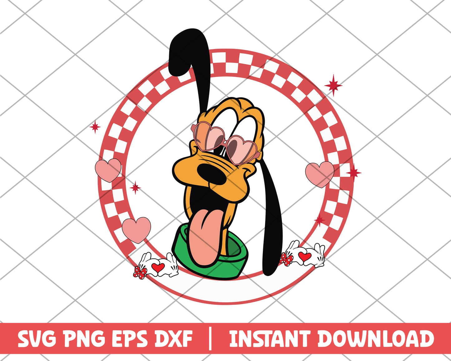 Pluto heart glasses disney svg