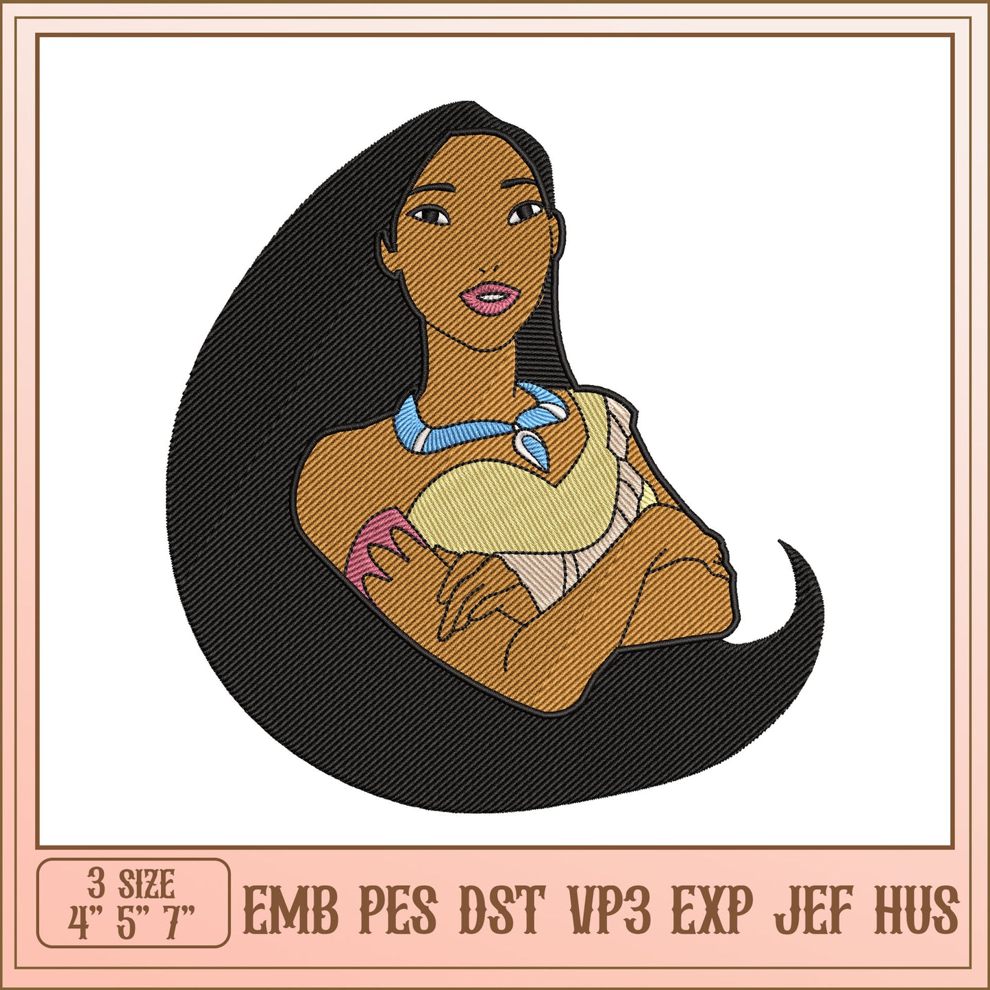 Pocahontas Embroidery Design