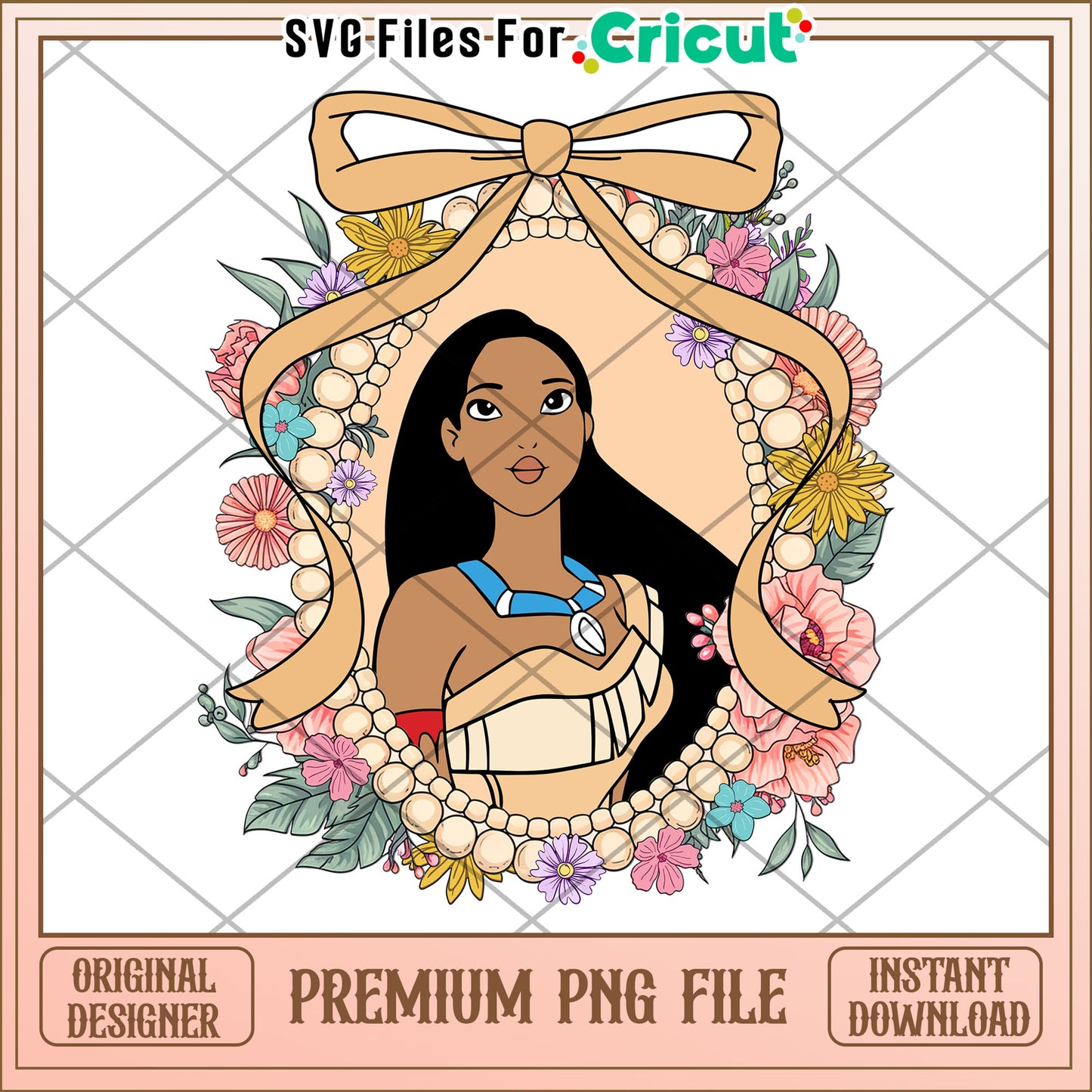 Pocahontas PNG Floral Frame Download