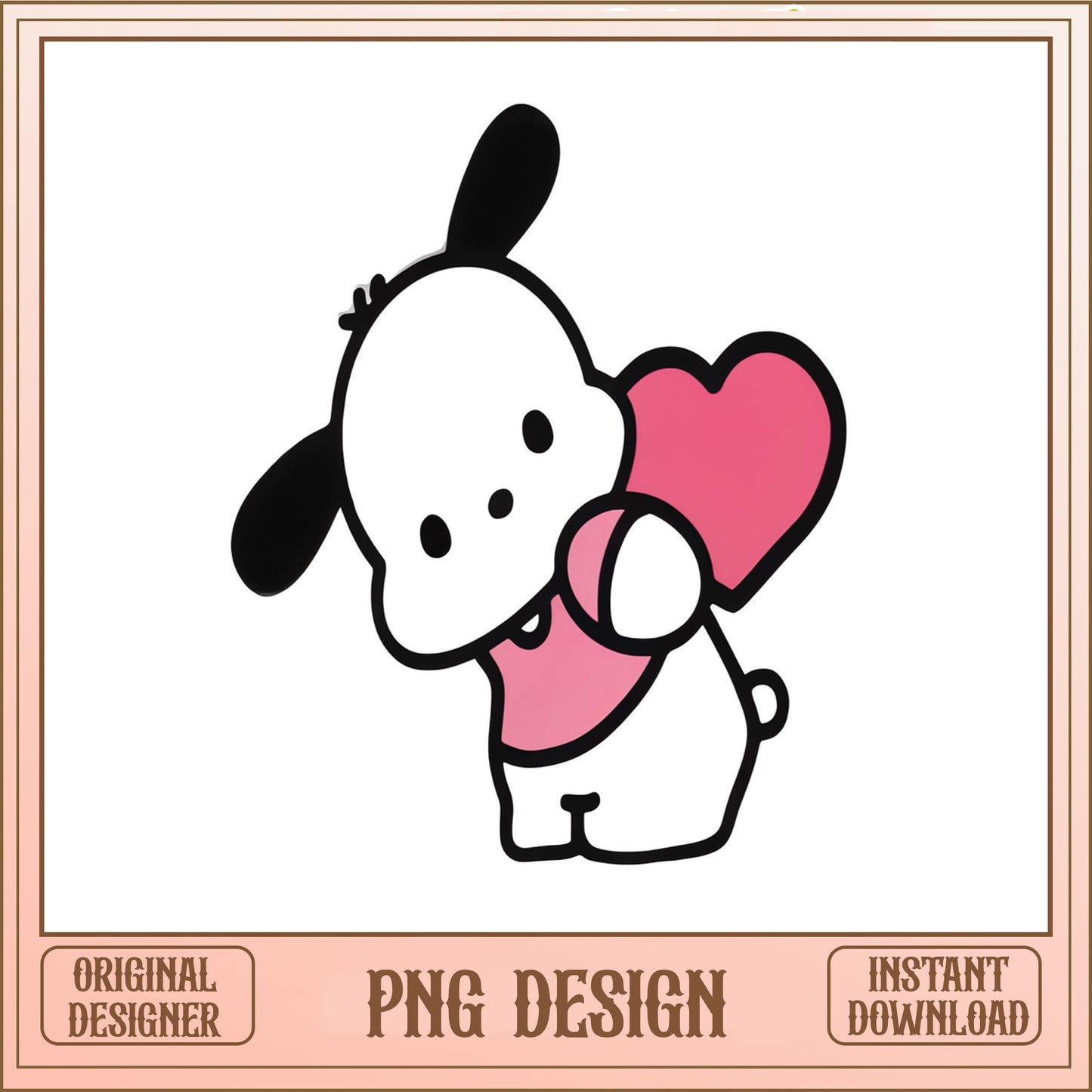 Pochacco Valentine PNG, Sanrio Dog Heart PNG, Cute Kawaii PNG