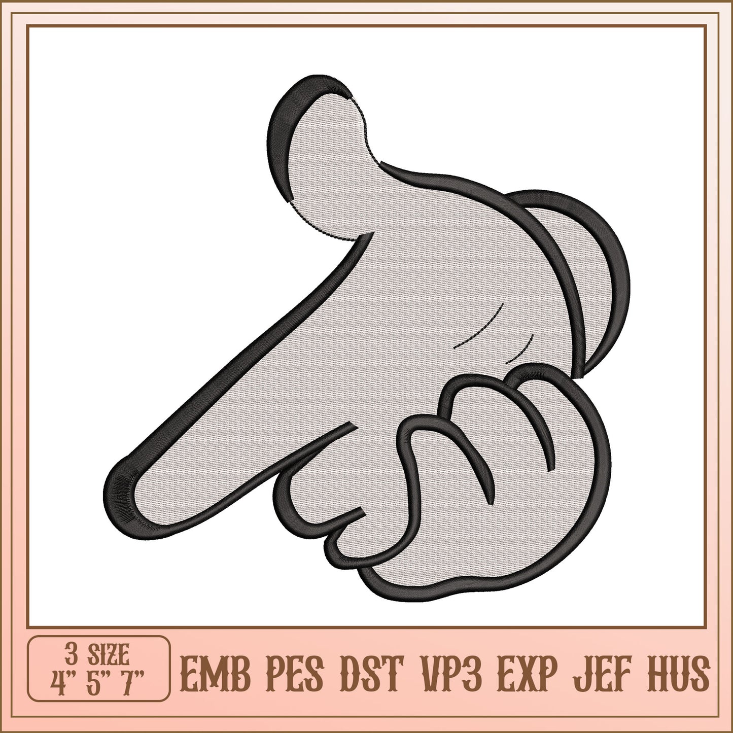 Pointing Hand Embroidery Design