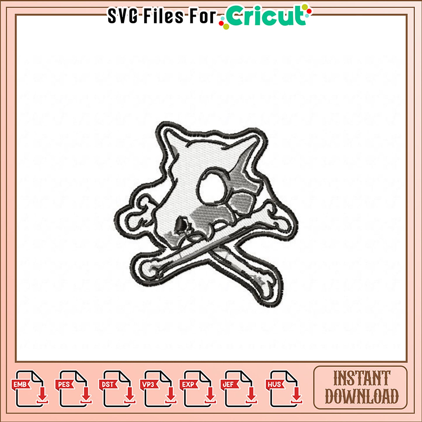 Pokemon Skull Crossbones Embroidery Design Instant Download