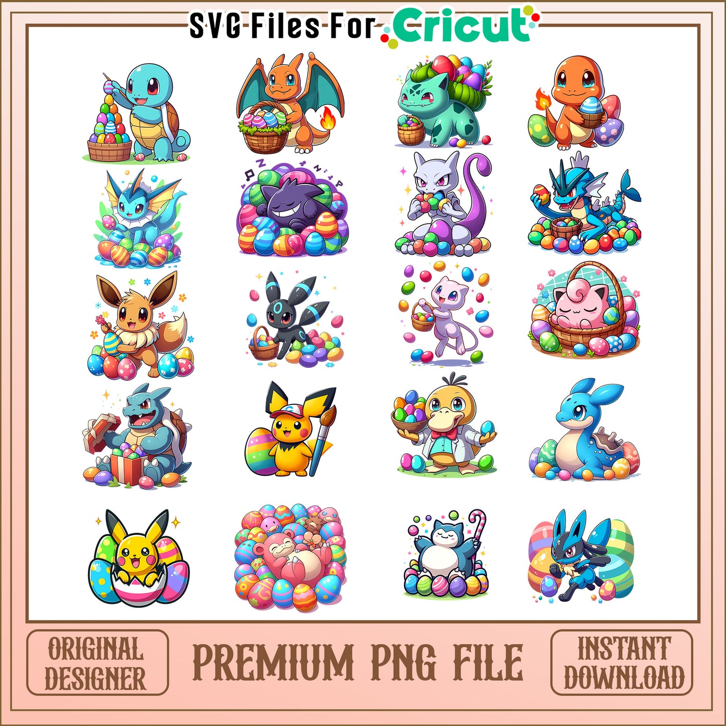 Pokemon best easter design bundle png, pokemon easter eggs png