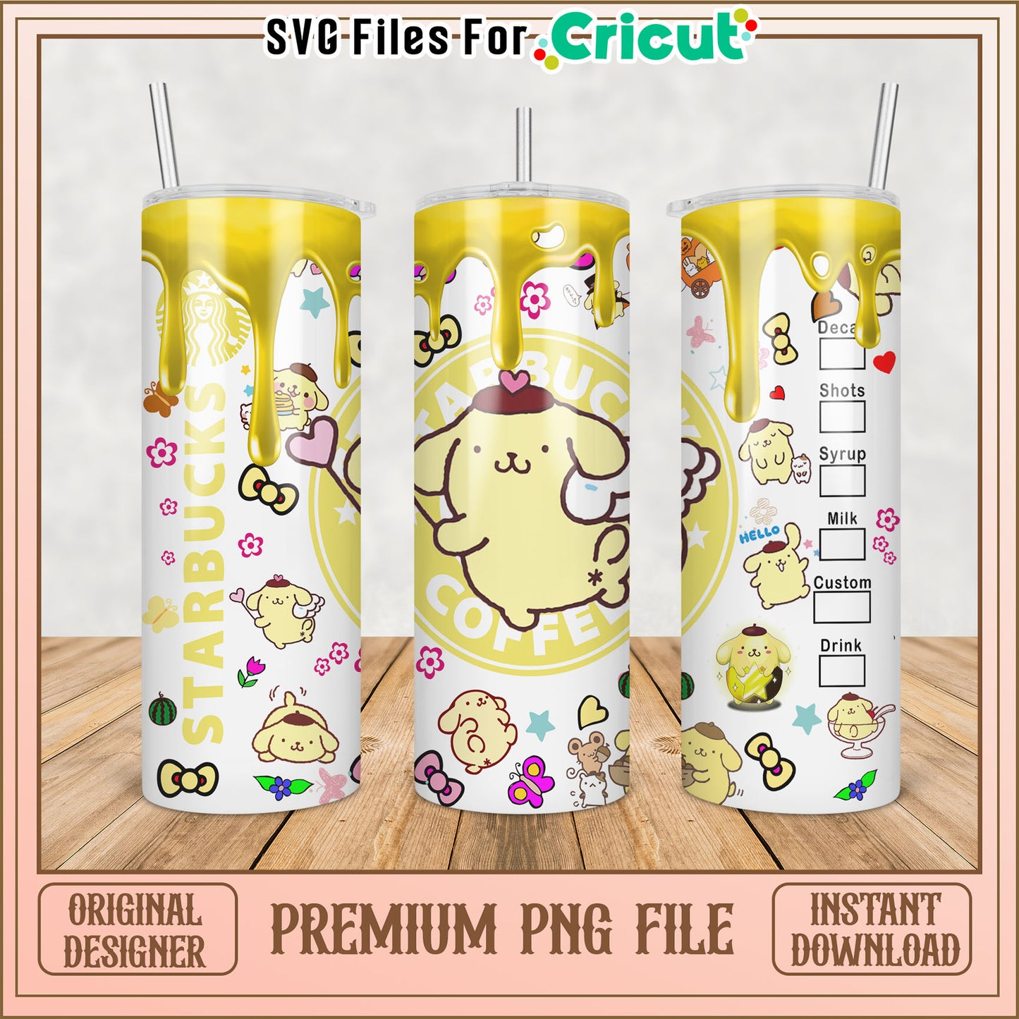 Pompompurin Starbucks Tumbler PNG Design