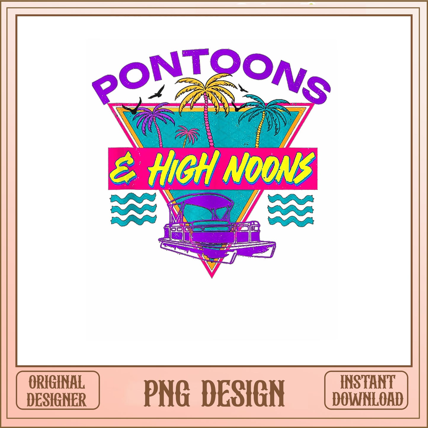 Pontoons And High Noons PNG, Summer Boat Life PNG, Lake PNG