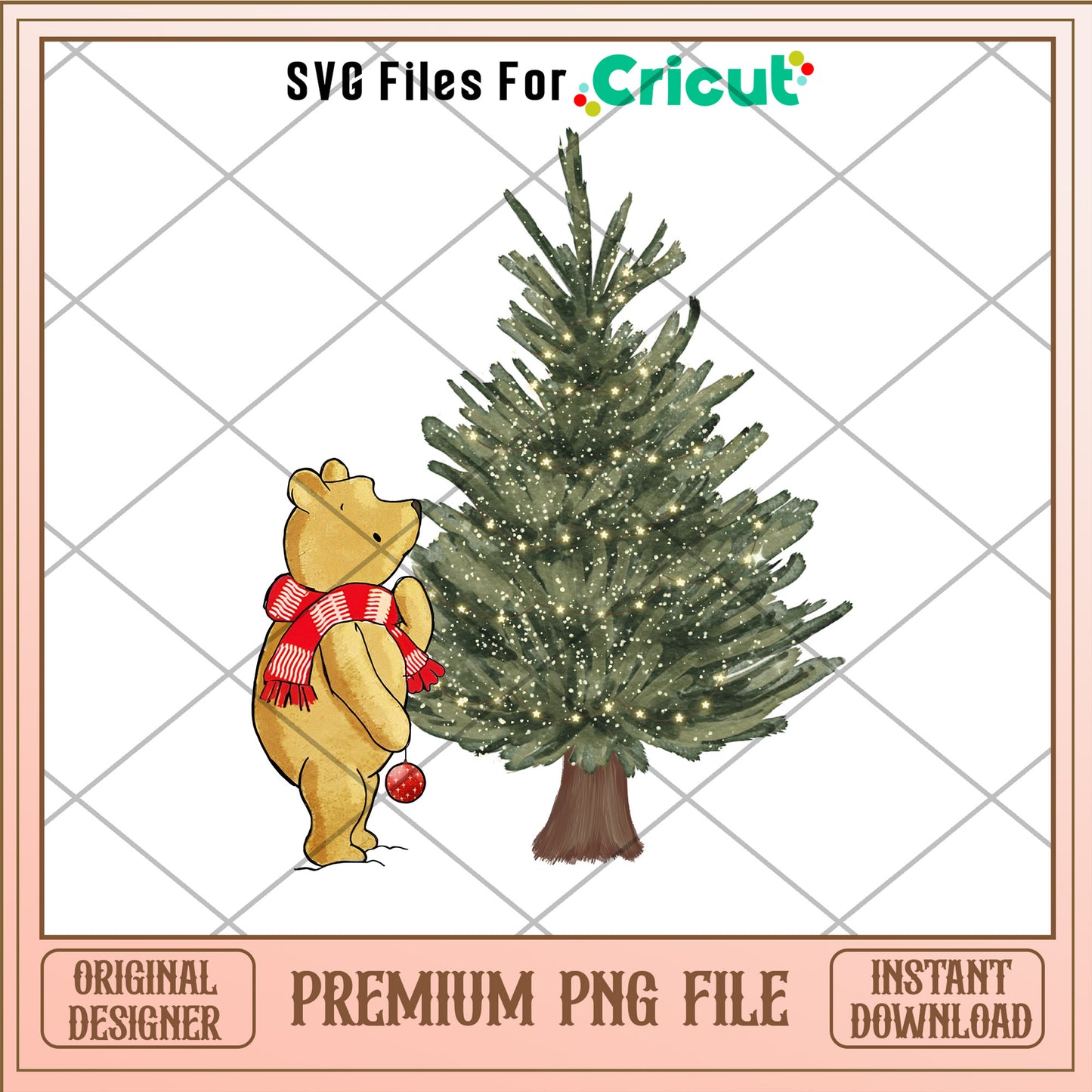 Pooh and christmas tree png, pooh png, christmas vacation png