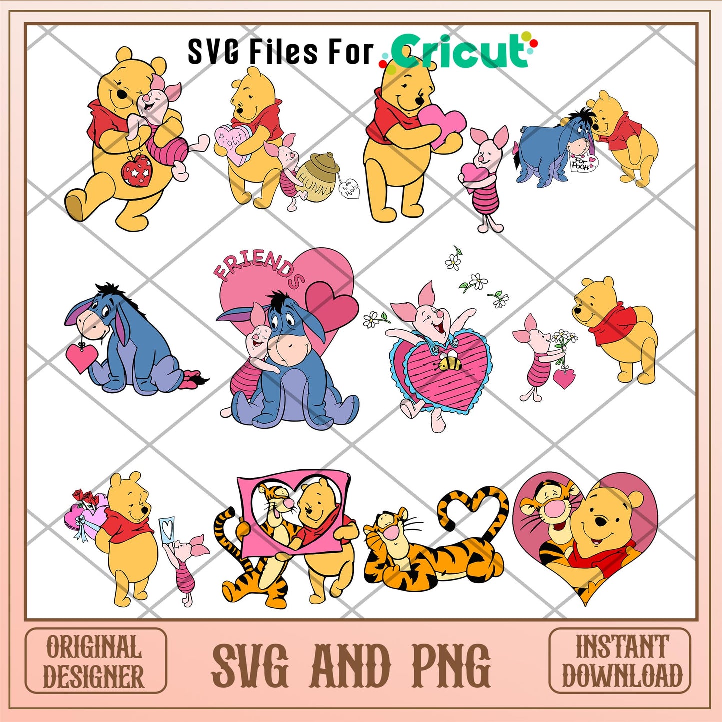 Winnie the Pooh valentines svg bundle