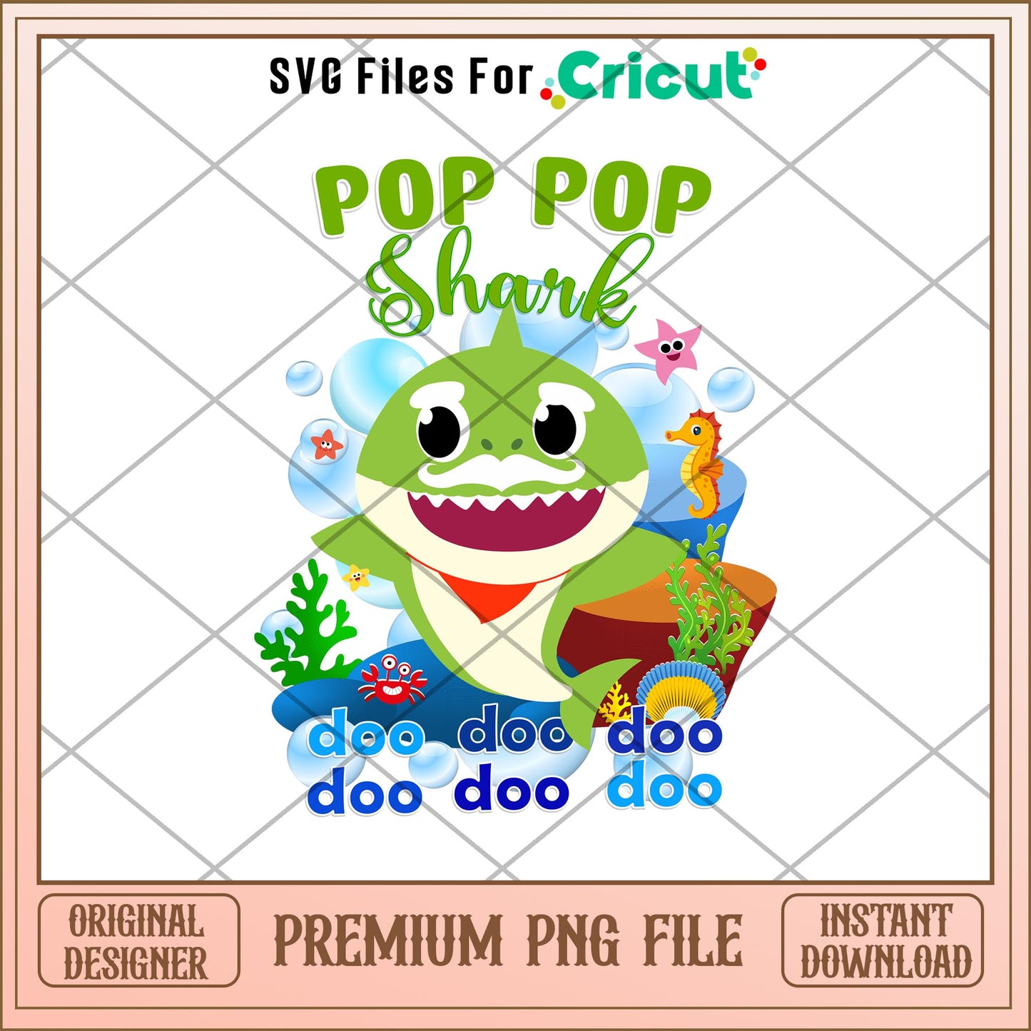 Pop Pop Baby Shark Png, Baby Shark characters png, digital download