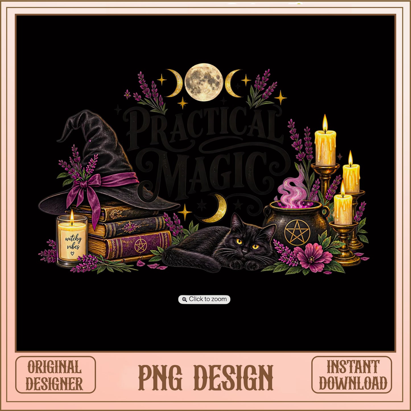 Practical Magic Witch PNG, Black Cat Halloween PNG, Witchy PNG