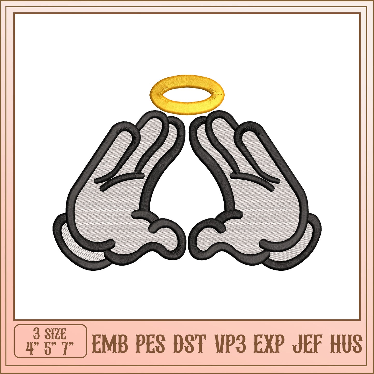 Praying Hands Embroidery Design 3 Sizes