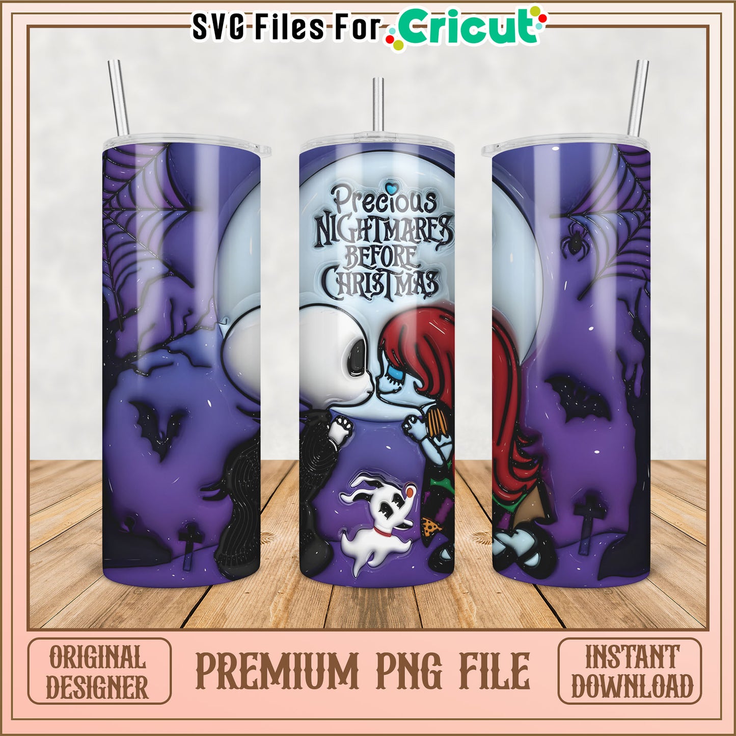 Precious Nightmares Before Christmas Tumbler PNG Design Download