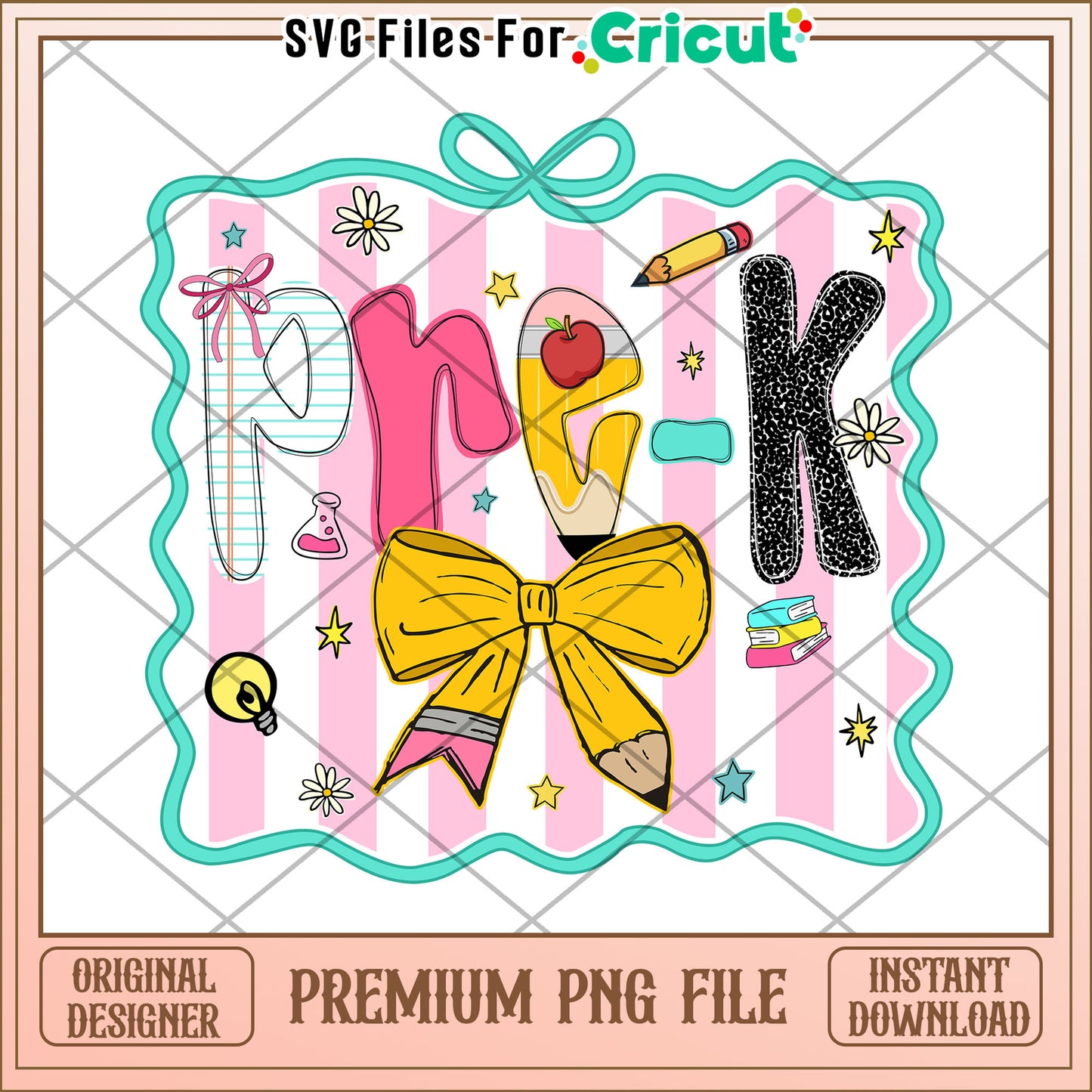 Pre k back to school png, fun school essentials png, first day of school png