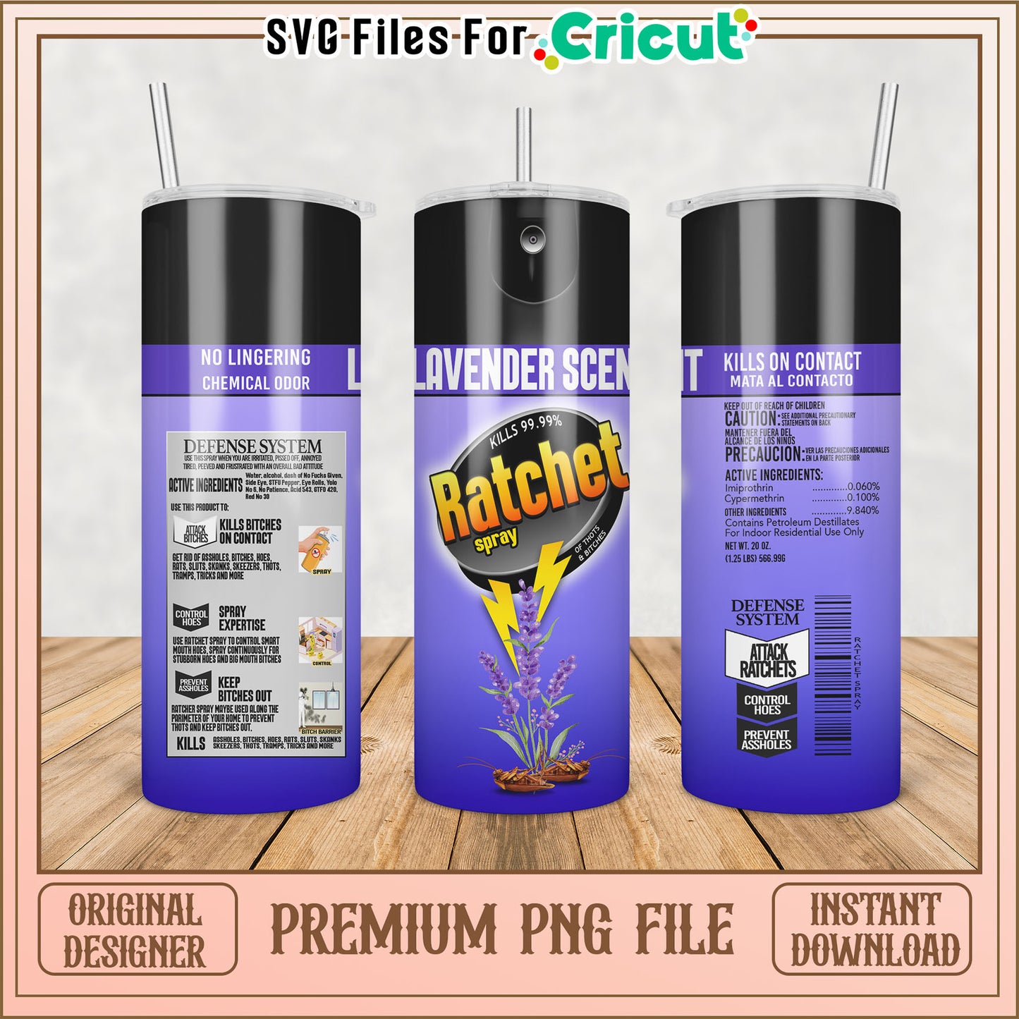 Premium PNG Tumbler Design Lavender Scented Ratchet Spray Download