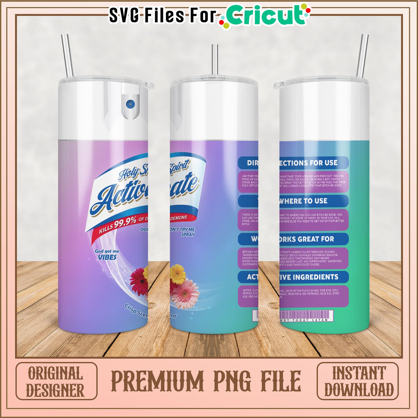 Premium Tumbler PNG File for Cricut Creative Projects Download