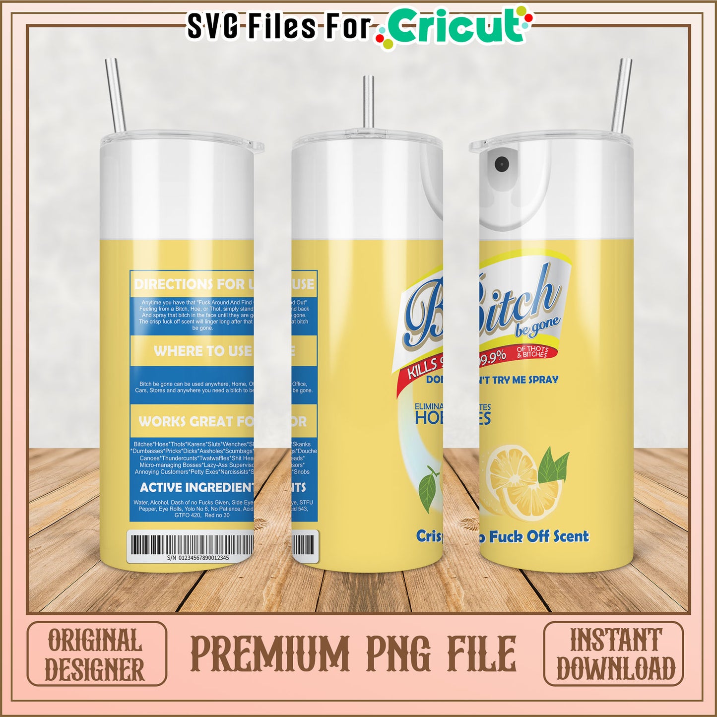 Premium Tumbler PNG File for Cricut Drinkware Projects Download
