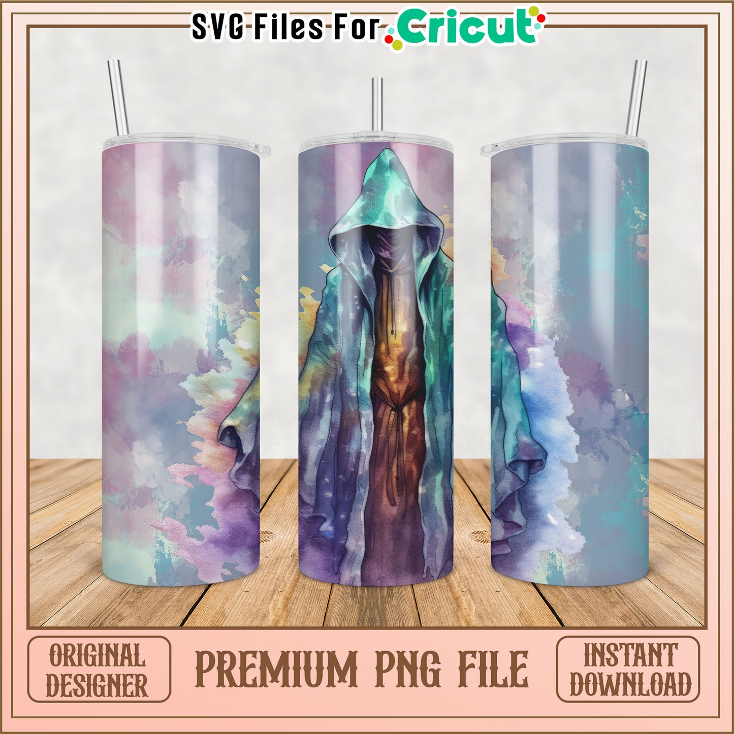 Premium Tumbler PNG File with Artistic Design for Cricut Users