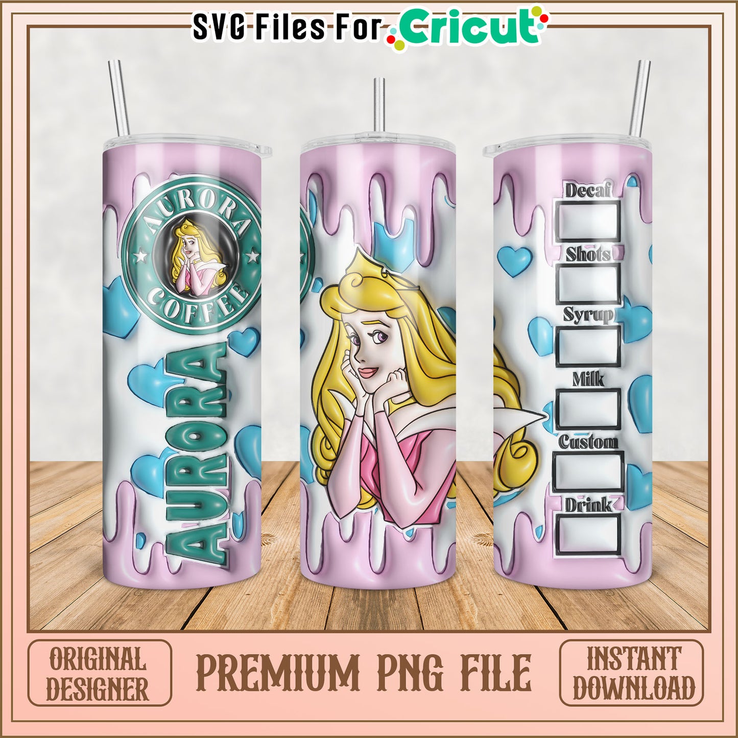 Princess Aurora Coffee Tumbler PNG