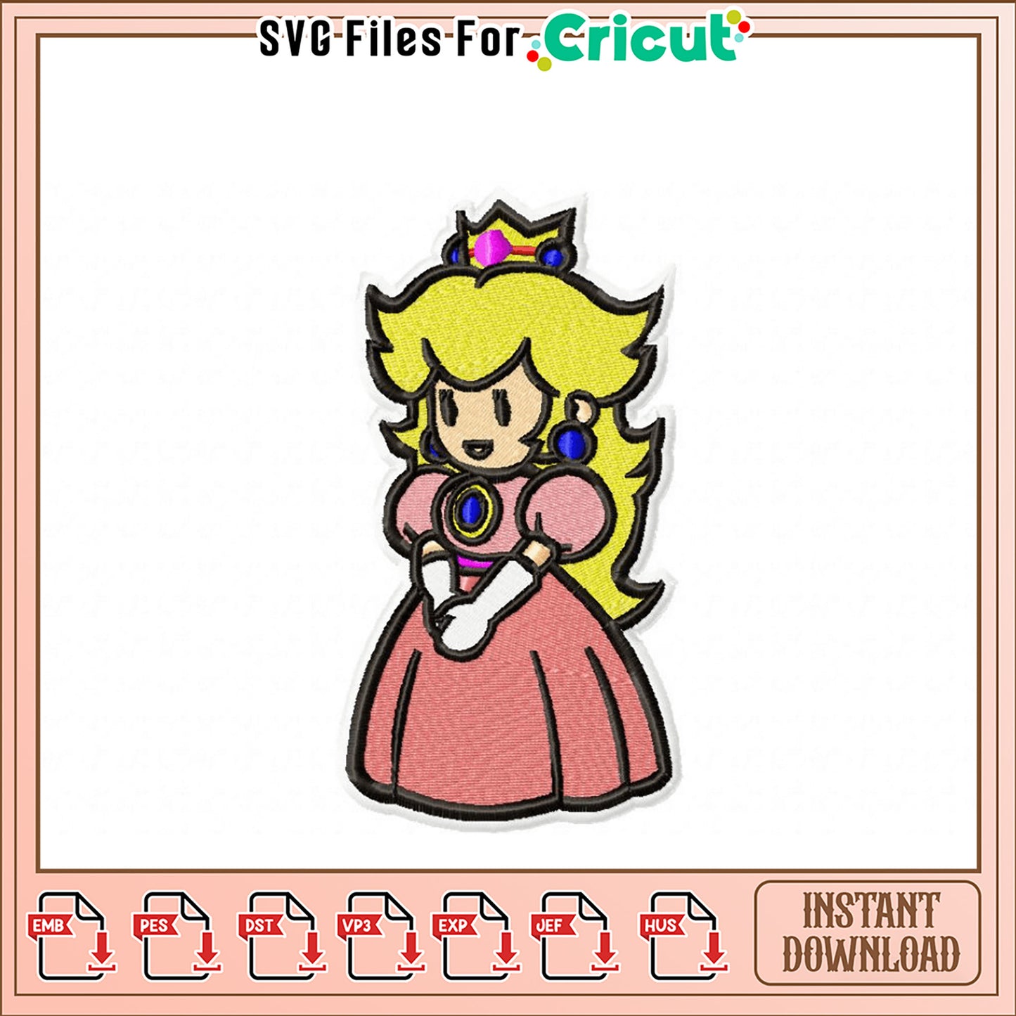 Princess Peach Embroidery Design Instant Download